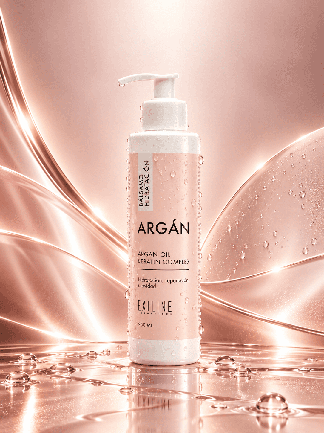 Bálsamo Argan Hydrating de Exiline Professional, disponible en María y Sol.
